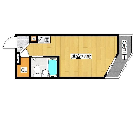 プチグレイス五番館(ワンルーム/2階)の間取り写真