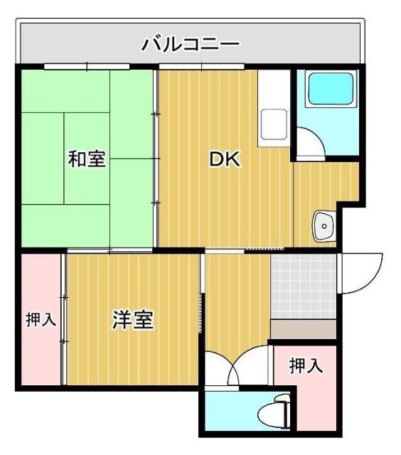 福吉丸アパート(2DK/2階)の間取り写真