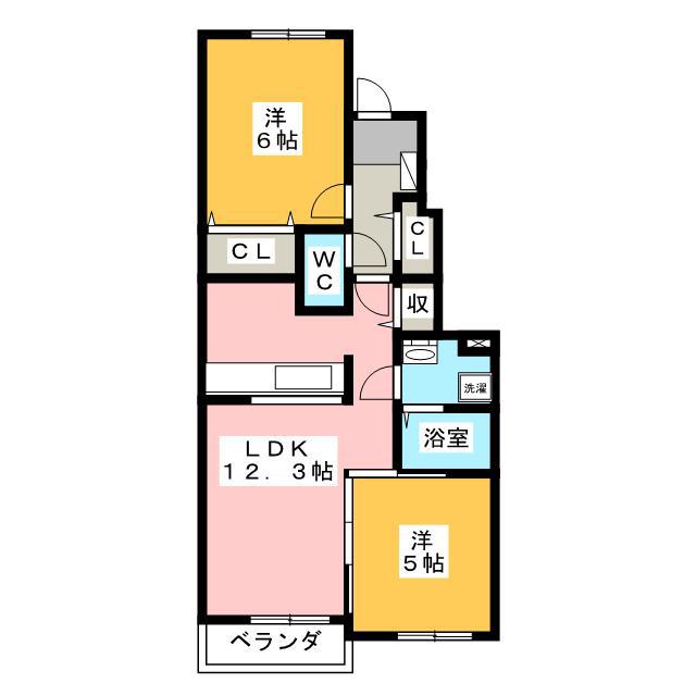 モデレートB(2LDK/1階)の間取り写真