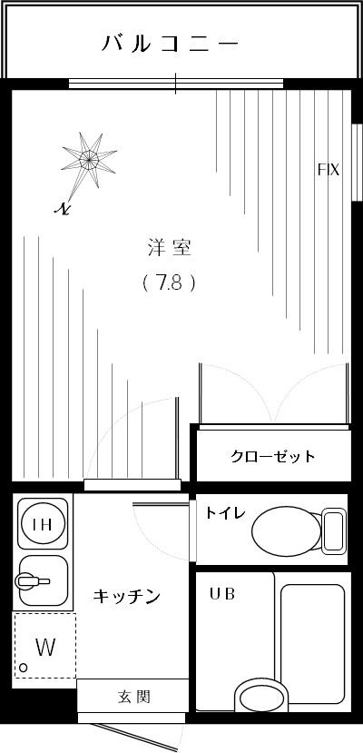 グランツ鎌田(1K/3階)の間取り写真