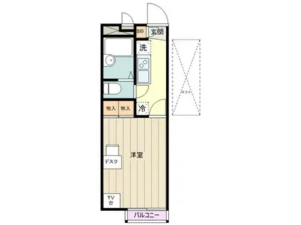 レオパレス立野(1K/2階)の間取り写真