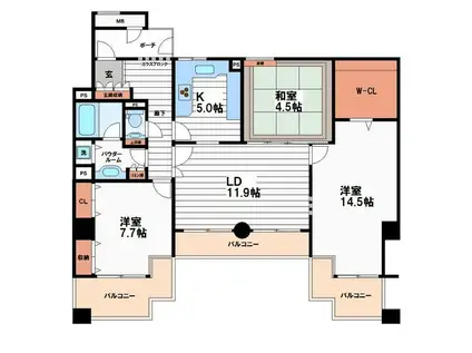 エクスコート高津(3LDK/5階)の間取り写真