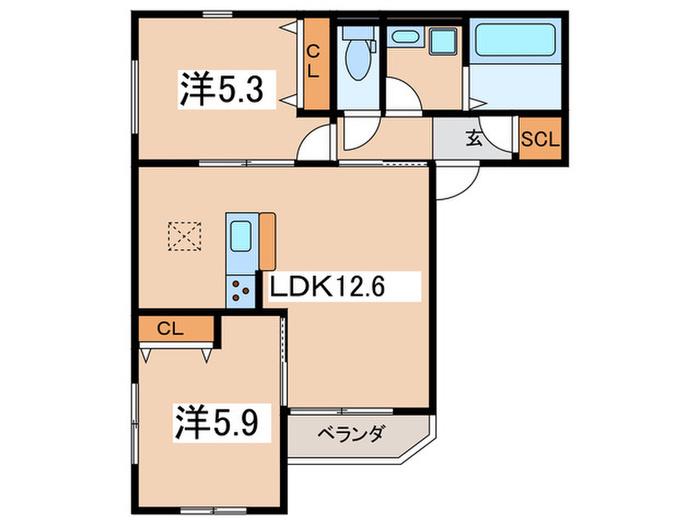 メゾン リヴィエール(2LDK/2階)の間取り写真