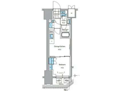 ルフォンプログレ田原町(1DK/3階)の間取り写真