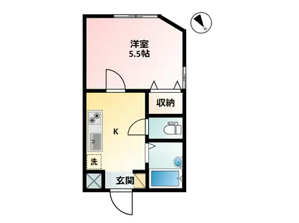 ホワイトヴィラ碑文谷(1K/2階)の間取り写真