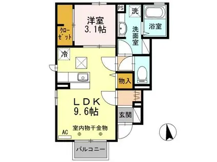 セビアン(1LDK/1階)の間取り写真