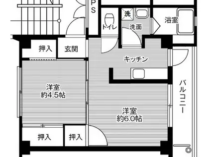 ビレッジハウス粟倉 1号棟(1LDK/2階)の間取り写真