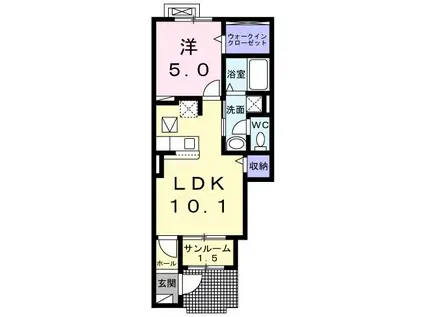 クラール南城 A(1LDK/1階)の間取り写真