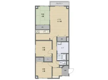 ブルーミィ五稜郭(3LDK/5階)の間取り写真