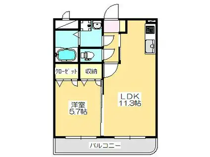 マリベールはやしまち(1LDK/2階)の間取り写真