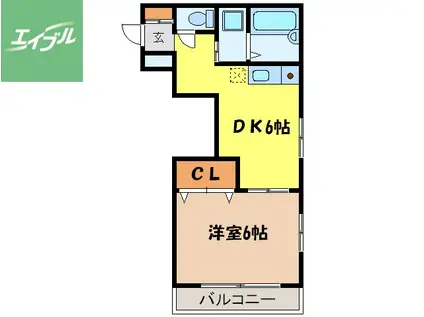 コフレI(1DK/2階)の間取り写真