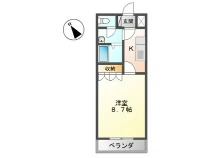 パールハイム鎌倉(1K/1階)の間取り写真
