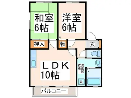サンビレッジ山ノ神(2LDK/2階)の間取り写真