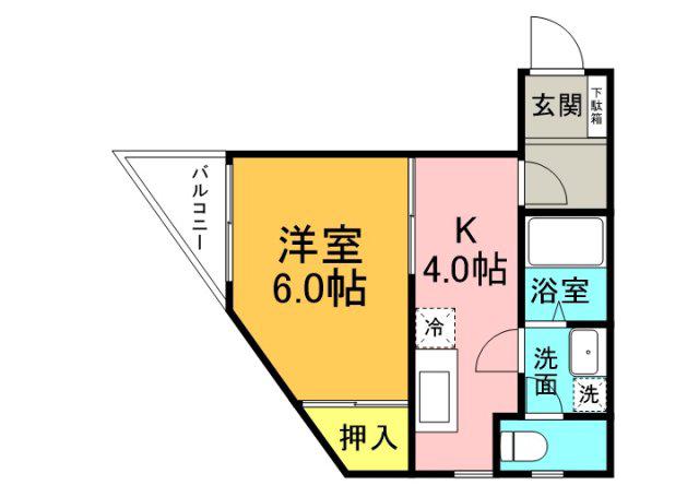 國廣ビル(1K/3階)の間取り写真