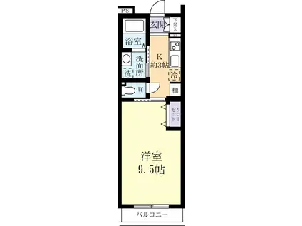 クレール水戸(1K/3階)の間取り写真