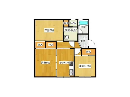 知手マンション(3DK/4階)の間取り写真