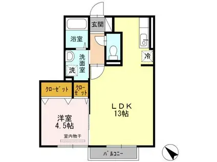 サンモールスクエア(1LDK/2階)の間取り写真