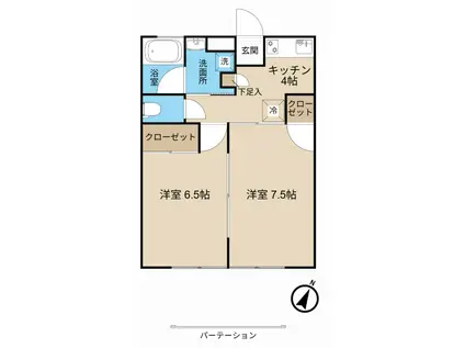 パルトゥネール伊奈(2K/1階)の間取り写真