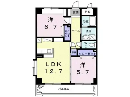 サンリットヒルズY・G(2LDK/5階)の間取り写真