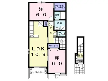 シュッド ボワ A(2LDK/2階)の間取り写真