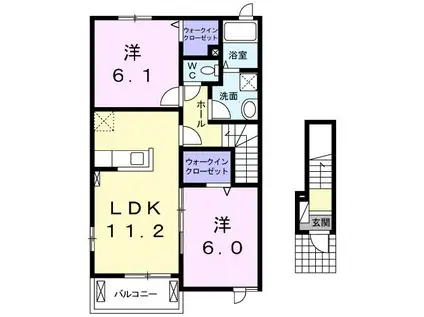 ヴィクトワール・ヴィレッジ(2LDK/2階)の間取り写真