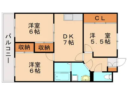 プレジデント白水I(3DK/2階)の間取り写真