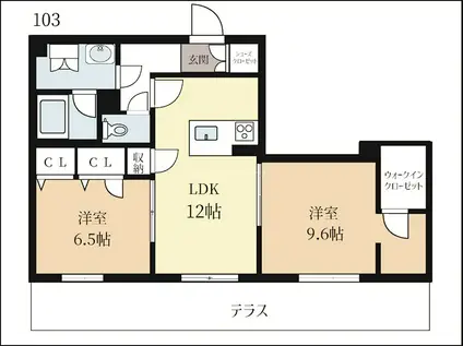 ミラーエステート イーストビル(2LDK/1階)の間取り写真