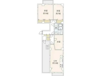 江上ビル(3LDK/6階)の間取り写真