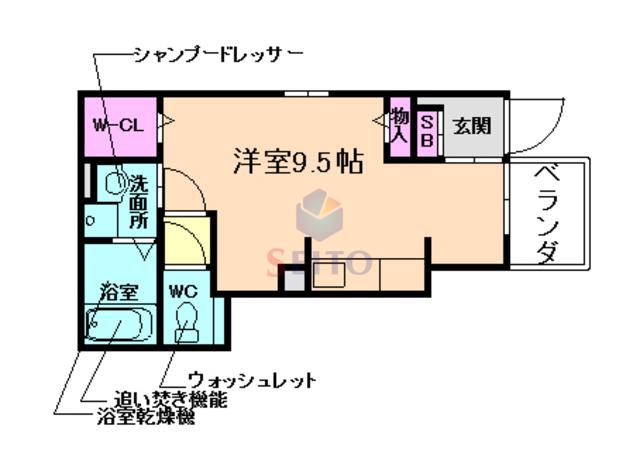 ドリーム セリシール(ワンルーム/1階)の間取り写真