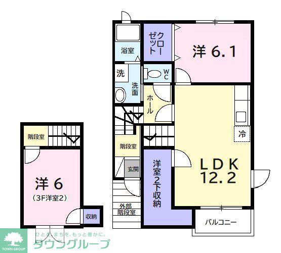 アヴニールII(2LDK/2階)の間取り写真