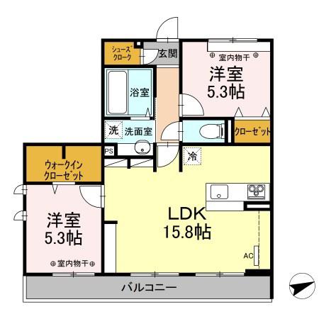 サン・メゾン小山中央(2LDK/2階)の間取り写真