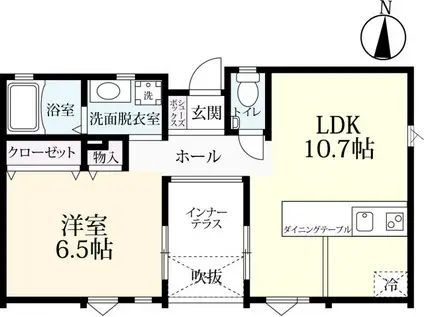 プレミアムアイランド金田 B(1LDK/1階)の間取り写真