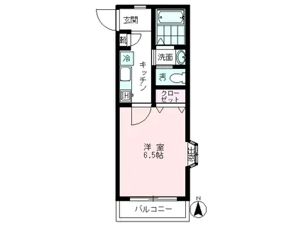 プラスパァ(1K/1階)の間取り写真