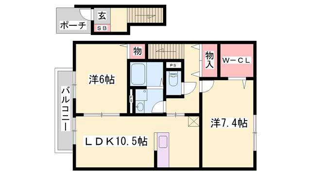 ハイムエルピスII(2LDK/2階)の間取り写真