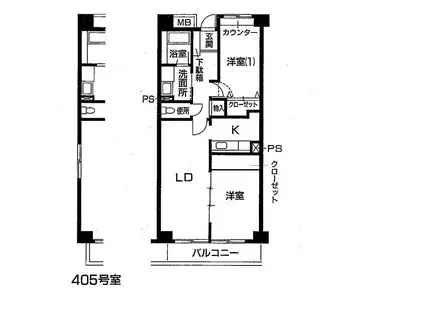 コンフォートK(2LDK/2階)の間取り写真
