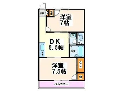 スバルハイツ(2DK/2階)の間取り写真