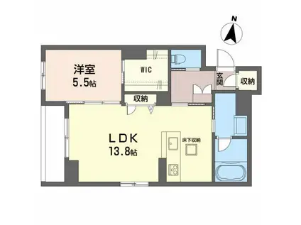 LA河原町(1LDK/1階)の間取り写真