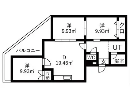 日映マンションII(3LDK/8階)の間取り写真