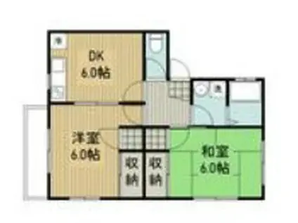 グリーンヒルパルI(2DK/2階)の間取り写真