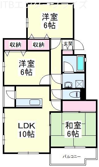 バウムコートC棟(3LDK/1階)の間取り写真