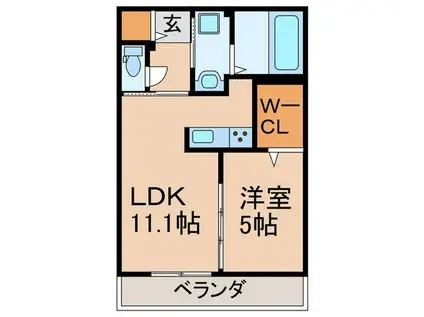 LA ESPERANZA(1LDK/2階)の間取り写真