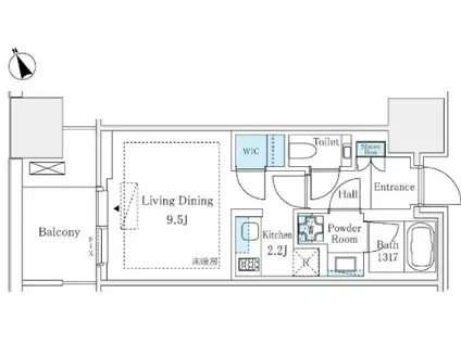 麻布台ヒルズレジデンスB(ワンルーム/10階)の間取り写真