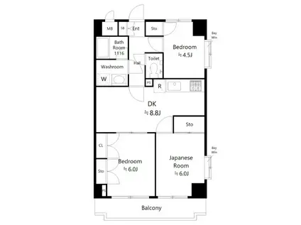 スカイパレス東戸塚(3DK/6階)の間取り写真