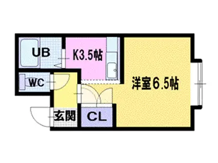 サンコート(1K/1階)の間取り写真