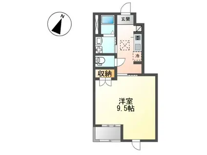 ＪＲ上越線 高崎問屋町駅 徒歩75分 2階建 築4年(1K/1階)の間取り写真
