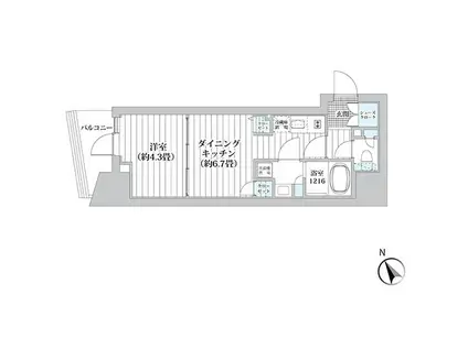 ライオンズフォーシア五反田(1DK/4階)の間取り写真