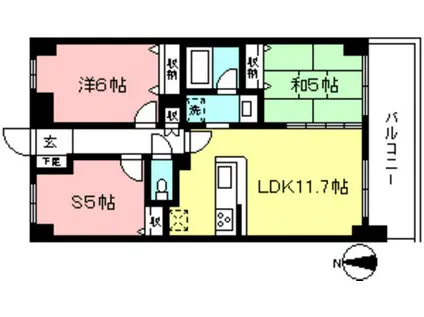 セイガステージ飛田給(2SLDK/2階)の間取り写真