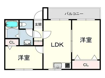 ハイツ室川Ⅰ(2DK/2階)の間取り写真