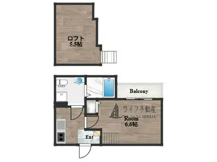 スターライト 夕星(1K/2階)の間取り写真