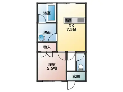 M-HOUSE(1DK/2階)の間取り写真
